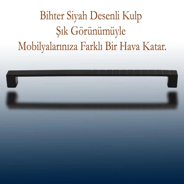 10 Adet Bihter Mobilya Mutfak Dolabı Çekmece Dolap Kapak Kulpu Kulbu Metal Siyah (224 MM-22.4 CM) - 3