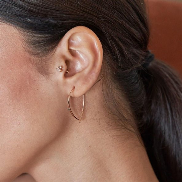 Piano Jewellery Cabaret Mavi Pırlanta Çengel Küpe 14 Ayar - 5