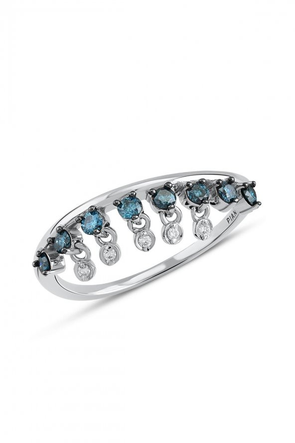Piano Jewellery Cabaret Salsa Wave Mavi Pırlanta Yüzük 14 Ayar - 3