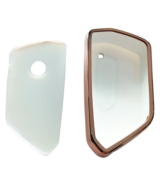 Volkswagen Golf 8 Seat Cupra Skoda Octavia Uyumlu Kumanda Anahtar Kılıfı Oto Anahtarlık Beyaz Gold - 5