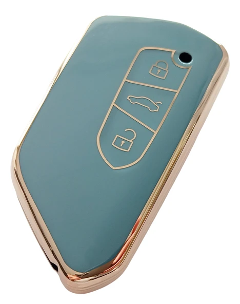 Volkswagen Golf 8 Seat Cupra Skoda Octavia Uyumlu Kumanda Anahtar Kılıfı Oto Anahtarlık Gri Gold - Resim 3