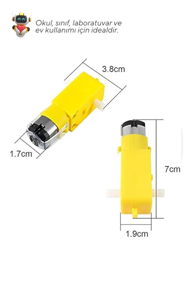 10'lu Paket Sarı Redüktörlü Motor ve Tekerlek Seti - Okul ve Sınıflar için MEB Uyumlu