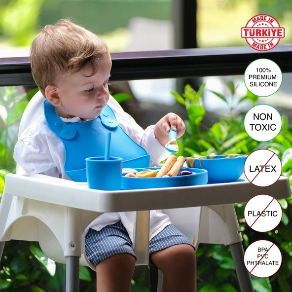 Babychefs Silikon Bebek Beslenme Seti 6 Parça-Mavi - 3