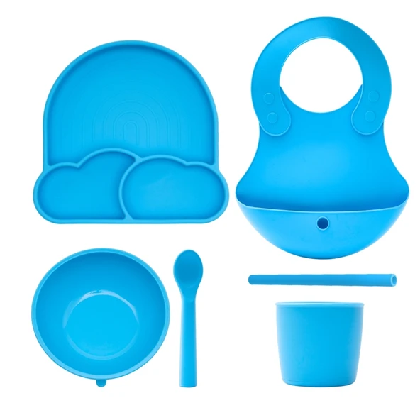 Babychefs Silikon Bebek Beslenme Seti 6 Parça-Mavi - 5