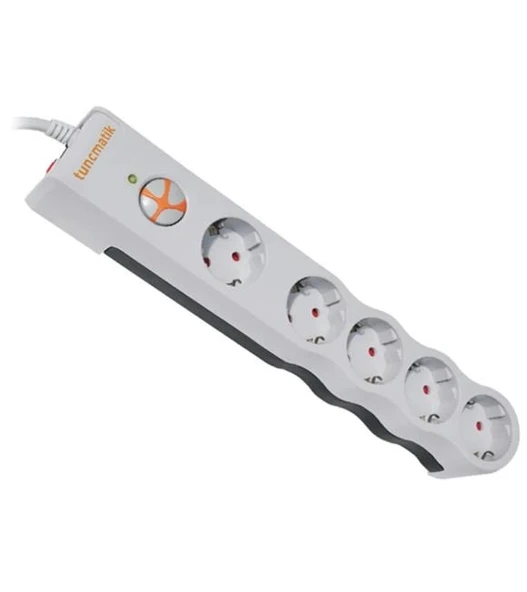 Tunçmatik TSK6134 Enerji Koruma Powersurge Beşli Beyaz Priz 1.5MT Kablo 1050 Joule