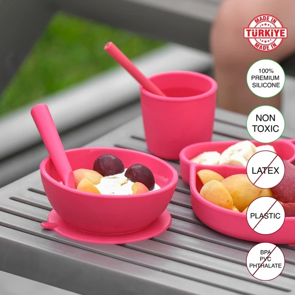 Babychefs Silikon Bebek Beslenme Seti 6 Parça-Pembe