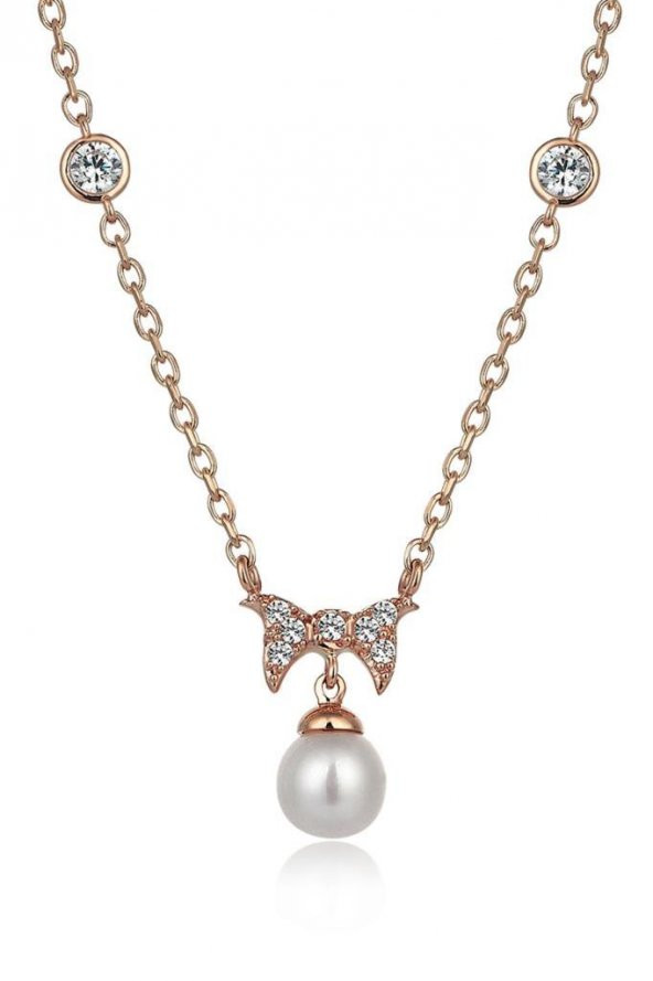 Piano Jewellery Gravity Fiyonk ve İnci Altın Kolye 14 Ayar - 1