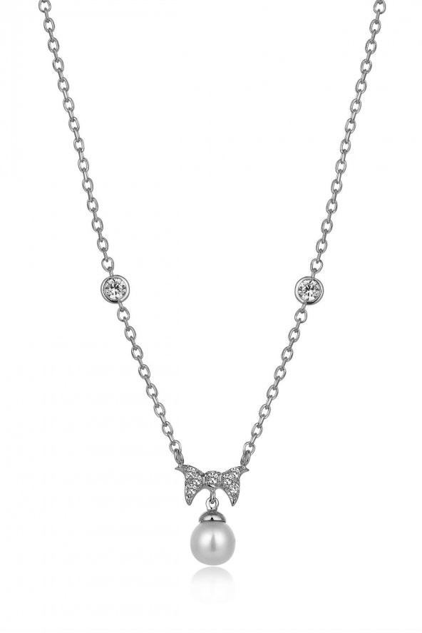 Piano Jewellery Gravity Fiyonk ve İnci Altın Kolye 14 Ayar - 7