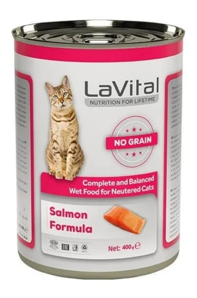 Lavital Adult Tahılsız Somonlu Kısır Yetişkin Konserve Kedi Maması 400 gr