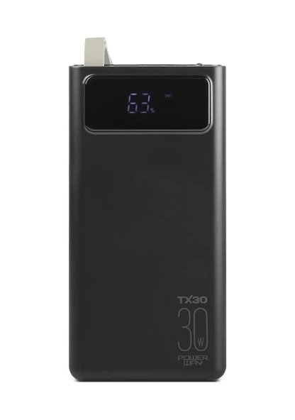 Powerway TX30 Siyah 30.000 mAh Led Işıklı Powerbank