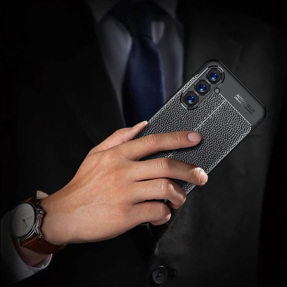 Samsung Galaxy S23 FE Kılıf Deri Görünümlü Silikon Kılıf Zr-Nisss - Resim 3