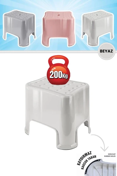 Flora Herkül Banyo Taburesi, Kaydırmaz Kauçuk Tabanlı 200 Kg Taşıma Kapasiteli Lüks Tabure - 12