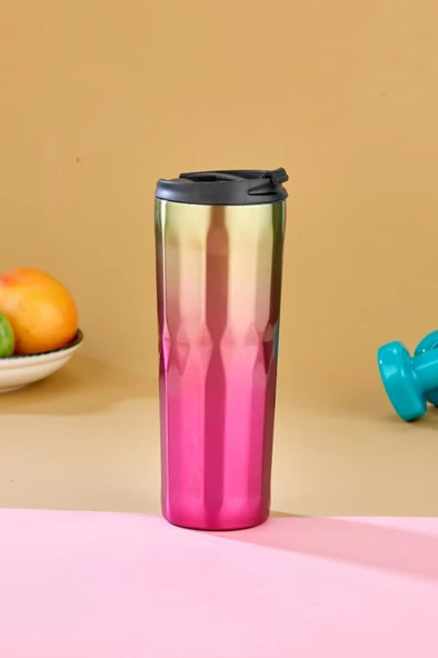 Cooker CKR-2100 Pembe 500 ML Bardaklı Paslanmaz Çelik Termos