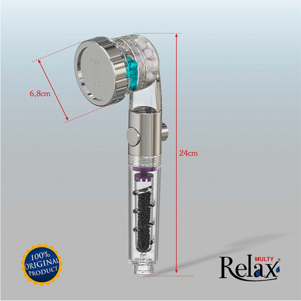 Relax Shower Multy Üç Fonksiyonlu, Açma-kapama Ayarlı Nano Filtreli Mineralli Tasarruflu Duş Başlığı - 4
