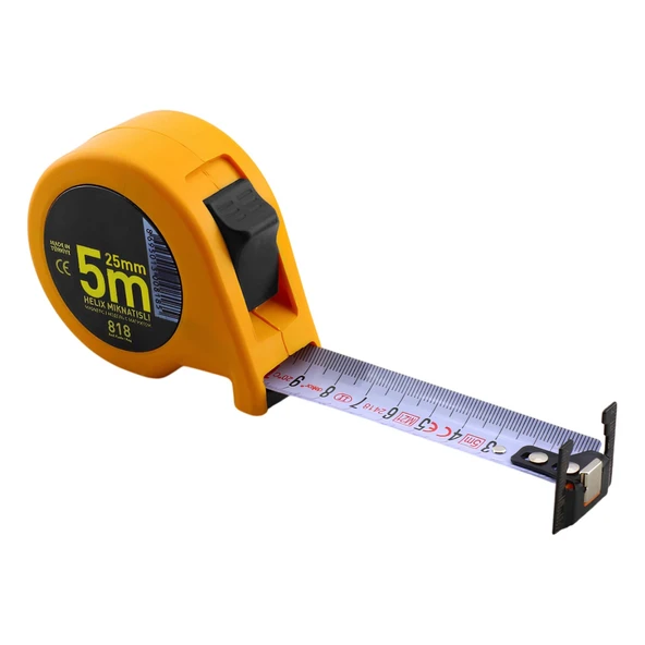 Mıknatıslı Helix Çift Taraflı Şerit Metal Metre 5 metre En 25 mm Ölçüm Ölçme Plastik Kasalı 1 Adet - 4