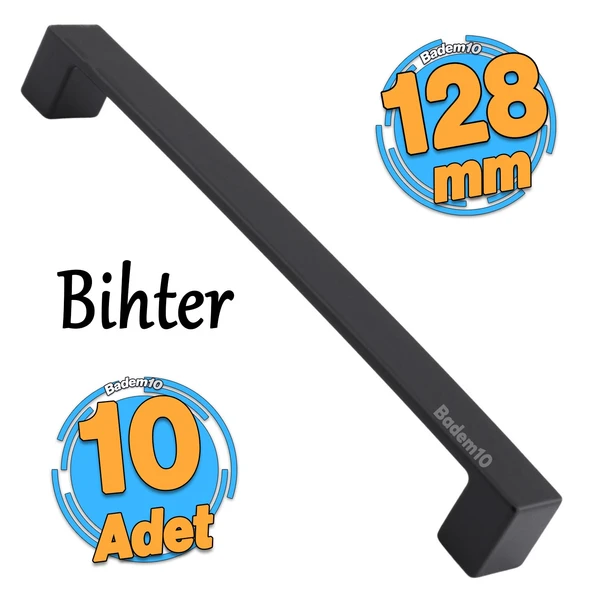 10 Adet Bihter Mutfak Kulpu Çekmece Dolap Kapak Kulbu Metal Kulp Mobilya Dolabı Kulpları Siyah 128mm