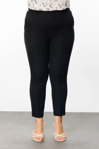 Ekol Minimalist Midi Kadın Pantolon - Yüksek Bel, Rahat, Şık - 6