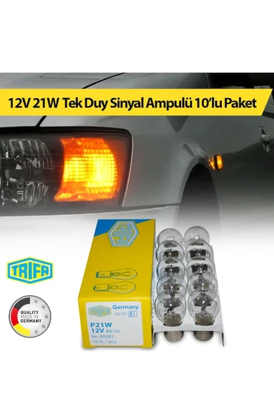 12V 21W Tek Duy Sinyal Ampulü Trifa 10'lu Paket 00381 - 2
