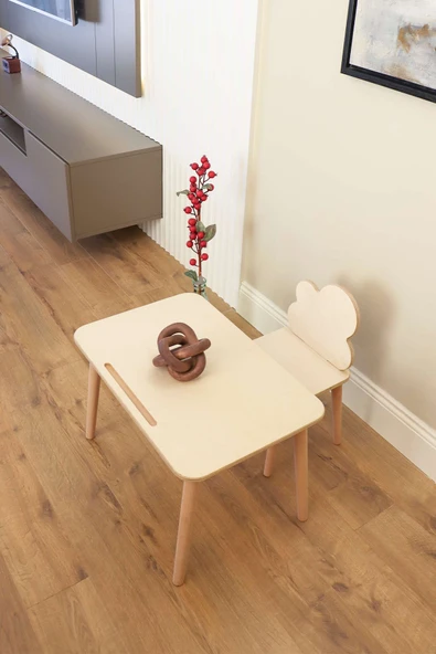 Ahşap Çocuk Masa Sandalye Takımı, Çocuk Oyun Masası, Aktivite Masası, Çalışma Masası - 2