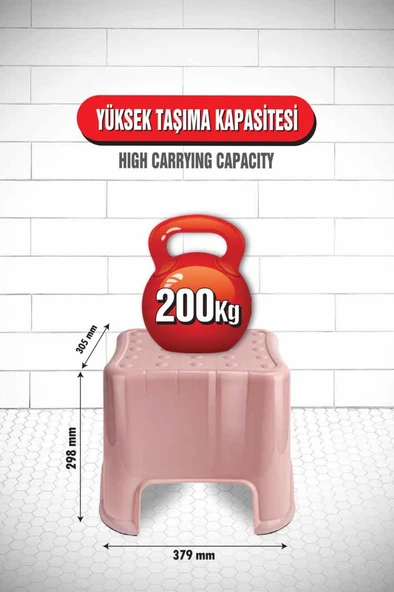 Flora 3 Adet Herkül Banyo Taburesi, Kaydırmaz Kauçuk Tabanlı 200 Kg Taşıma Kapasiteli Lüks Tabure - 12
