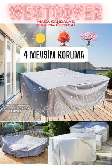 westcover Bahçe Mobilya Koruma Örtüsü Brandası Premium Kalite 160x160cm Gri - 3