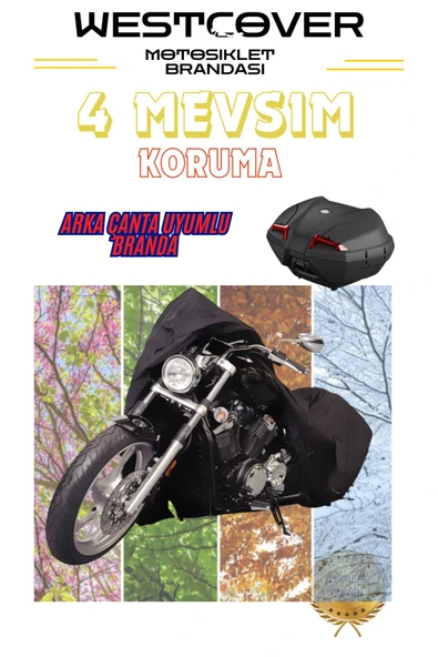 westcover Mondial Speedy 110  MOTORSİKLET BRANDASI KORUMA ÖRTÜSÜ ARKA ÇANTA UYUMLU SİYAH - Resim 2