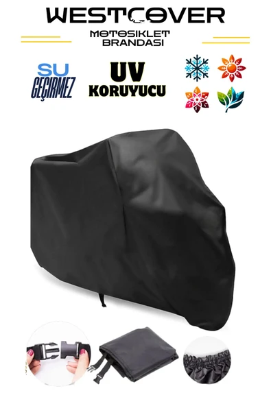 westcover Rks Rodos 100 MOTORSİKLET BRANDASI KORUMA ÖRTÜSÜ ARKA ÇANTA UYUMLU SİYAH - 3
