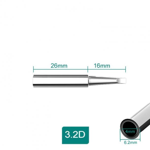 WellHise 900M-T-3.2D Isı Ayarlı Havyalar İçin Yedek Havya Ucu - 2