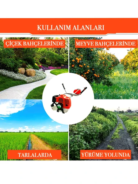 Olivka 1.9 Hp Profesyonel Benzinli Ot Çalı Çim Biçme Makinesi Yan Tırpan - 3