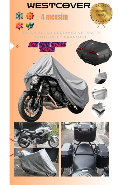 westcover Arora AR 100-8 A Modifiye  MOTORSİKLET BRANDASI KORUMA ÖRTÜSÜ ARKA ÇANTA UYUMLU GRİ RENK