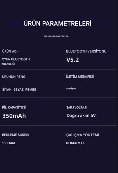 QASUL Kablosuz Bluetooth Oyuncu Kulaklığı Yeni Nesil G10 5.2 Bluetooth Versiyon - 8