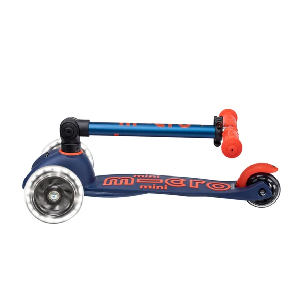 Micro Mini Deluxe Foldable 3 Tekerlekli Scooter LED Navy Blue  Lacivert 2-5 Yaş - 10