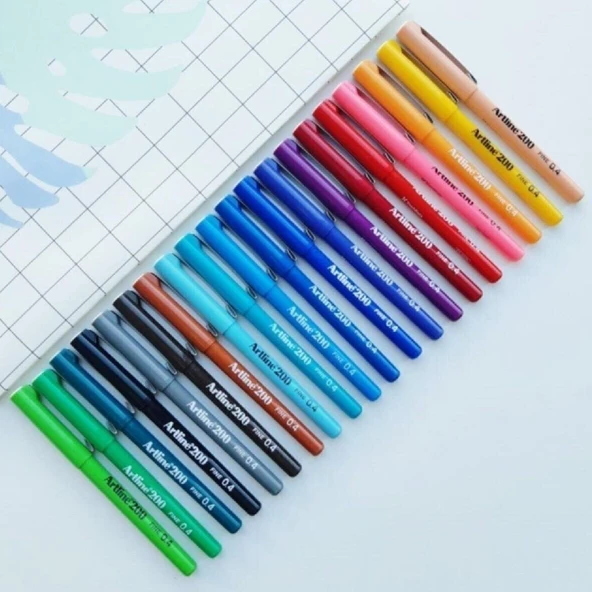 Artline 200N 0.4 mm İnce Uçlu Fineliner Yazı ve Çizim Kalemi  20 Renk