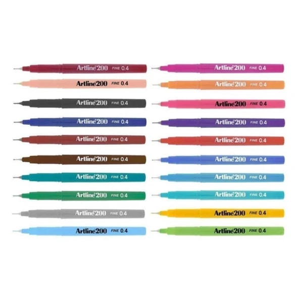 Artline 200N 0.4 mm İnce Uçlu Fineliner Yazı ve Çizim Kalemi  20 Renk - 2