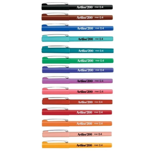 Artline 200N 0.4 mm İnce Uçlu Fineliner Yazı ve Çizim Kalemi 14 Renk