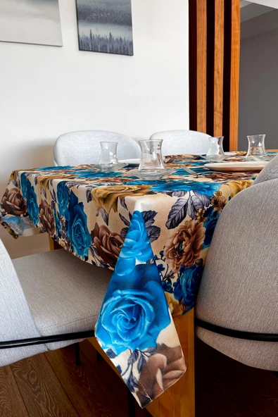 LOOM & LAUREL Baskılı Yıkanabilir Masa Örtüsü Mutfak Bahçe Piknik Masa Örtüsü (140x140, 140x200) - Resim 2