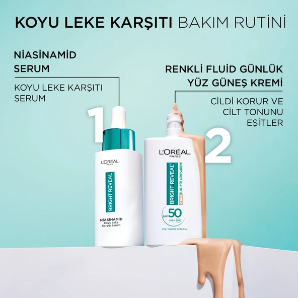 L'Oréal Paris Bright Reveal Spf 50+ Koyu Leke Karşıtı Renkli Fluid Günlük Yüz Güneş Kremi 50 ml - Light - 9
