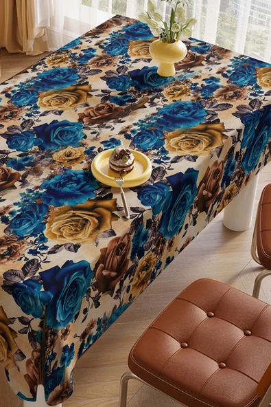 LOOM & LAUREL Baskılı Yıkanabilir Masa Örtüsü Mutfak Bahçe Piknik Masa Örtüsü (140x140, 140x200) - Resim 7