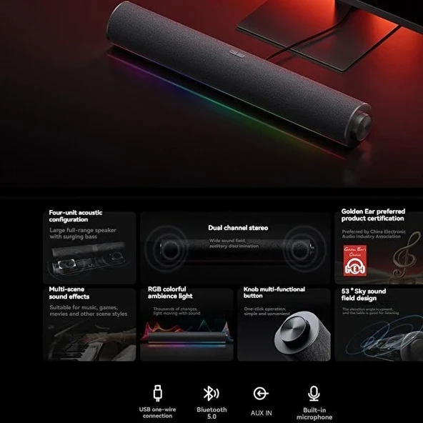 Xiaomi Desktop Speaker RGB Masaüstü Bluetooth Hoparlör - 3