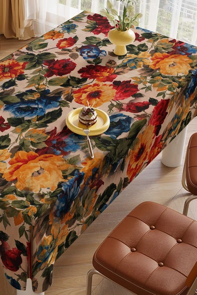 LOOM & LAUREL Baskılı Yıkanabilir Masa Örtüsü Mutfak Bahçe Piknik Masa Örtüsü (140x140, 140x200) - Resim 7