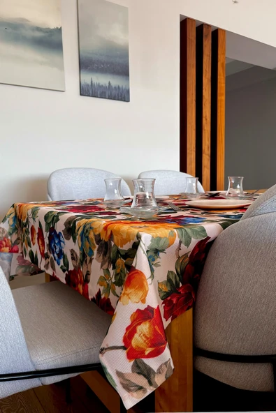 LOOM & LAUREL Baskılı Yıkanabilir Masa Örtüsü Mutfak Bahçe Piknik Masa Örtüsü (140x140, 140x200) - Resim 2