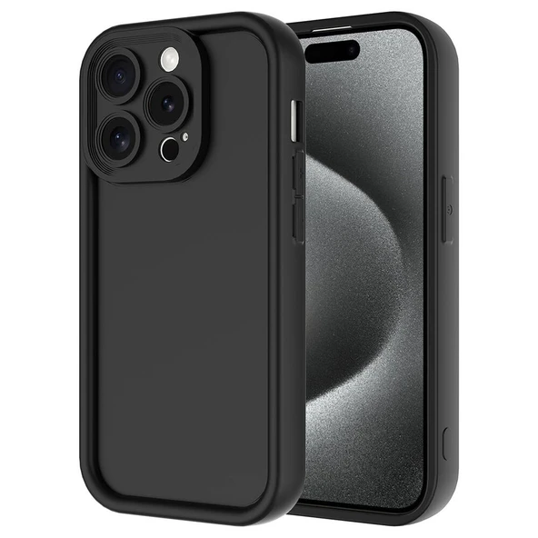 Apple iPhone 15 Pro Max Kılıf Kamera Korumalı Kalın Kenarlı Viera Silikon Case