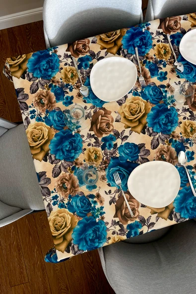 LOOM & LAUREL Baskılı Yıkanabilir Masa Örtüsü Mutfak Bahçe Piknik Masa Örtüsü (140x140, 140x200) - Resim 4