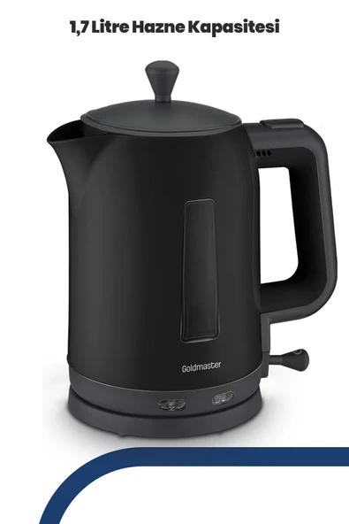 GoldMaster Papatya Siyah 2200 Watt Cam Demlikli Çay Makinesi ve Su Isıtıcısı GM 7321S - 4