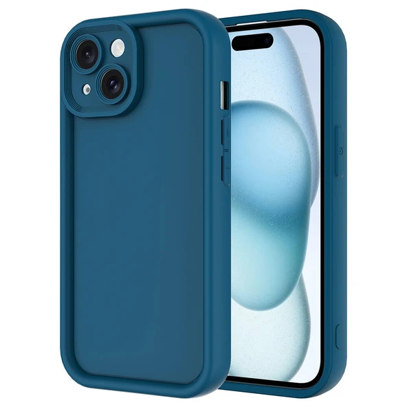 Apple iPhone 15 Kılıf Kamera Korumalı Kalın Kenarlı Viera Silikon Case