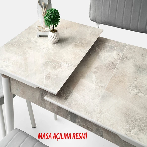 Kelebek Tekno Kenar Mdf H.G Açılır Masa 4 Adet Vera Sandalye Takım - Resim 10