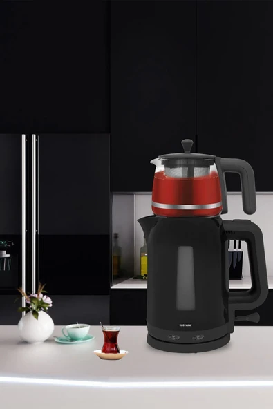 GoldMaster Papatya Siyah 2200 Watt Cam Demlikli Çay Makinesi ve Su Isıtıcısı GM 7321S - 5