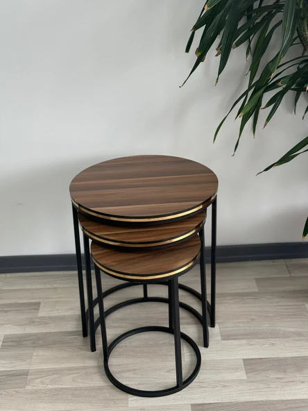 Mira 3lü Zigon Sehpa C Sehpa Gold Detay Yan Sehpa Sehpa Takımı Salon Oturma Salonu Ofis - 3