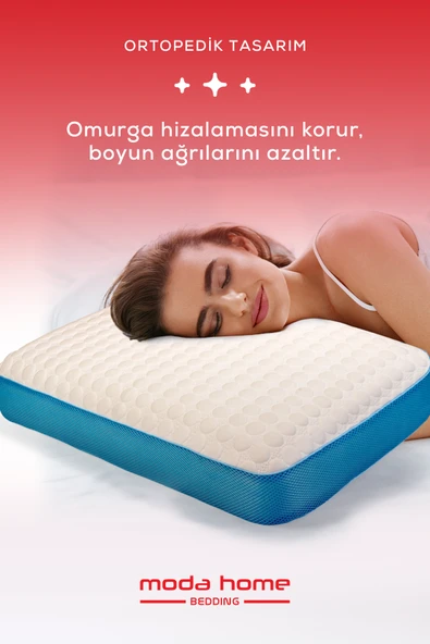 Moda Home Bedding 2 Adet Visco Bubbli Tombik Yastık MAVİ, Visco yastık, Ortopedik yastık - 3