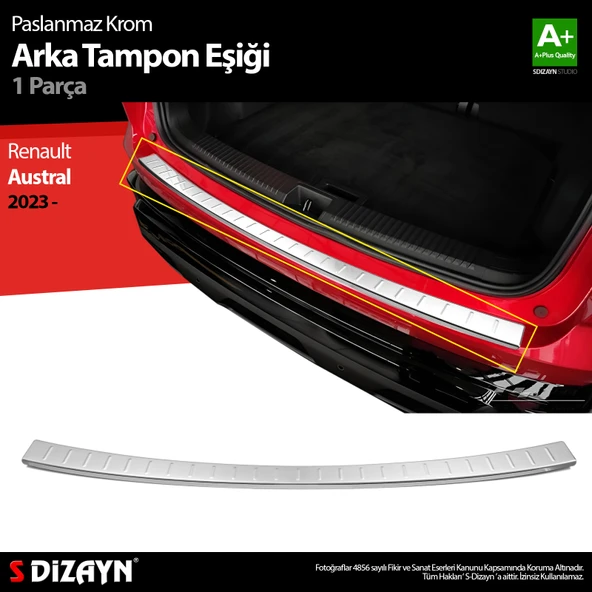 S-Dizayn Renault Austral Krom Arka Tampon Eşiği 2023 Üzeri A+ Kalite ürün görseli